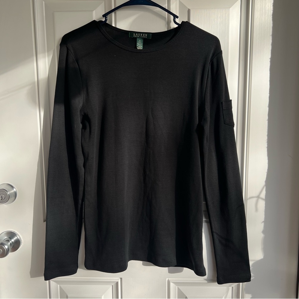 Ralph Lauren Black Long Sleeve Tee size M - Picture 2 of 7